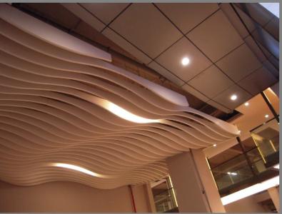 弧形木紋鋁方通吊頂裝飾效果圖